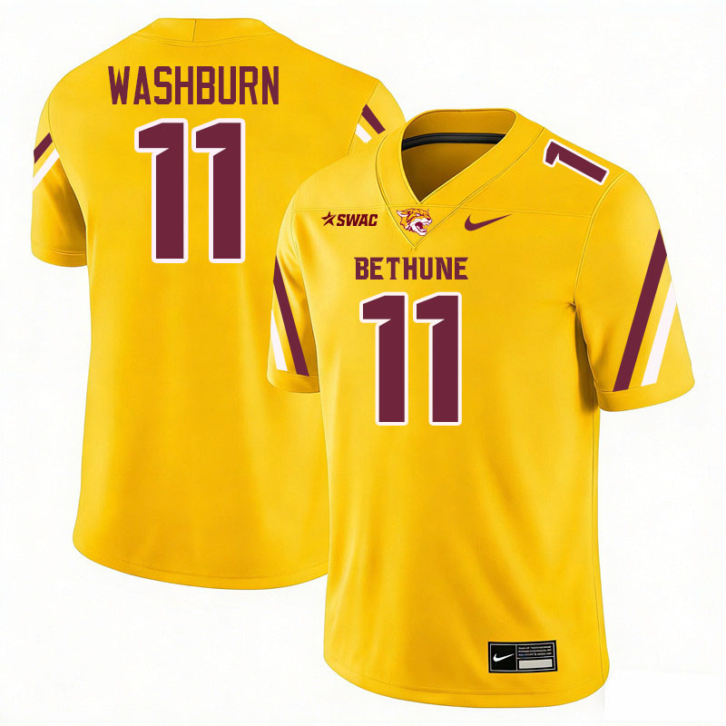 Bethune-Cookman Wildcats #11 Isaiah Washburn College Football Jerseys,Uniforms-Gold